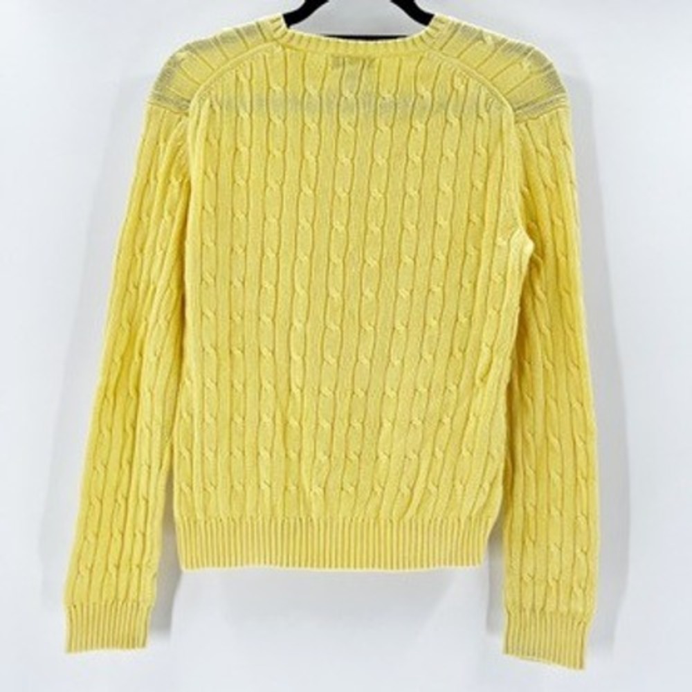 Brooks Brothers 346 Womens Yellow Cable Knit Mercerized Cotton Sweater Large - Picture 3 of 4